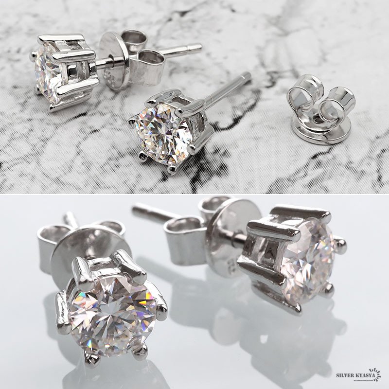 モアサナイト ピアス レディース シルバー925 S925 スタッドピアス 