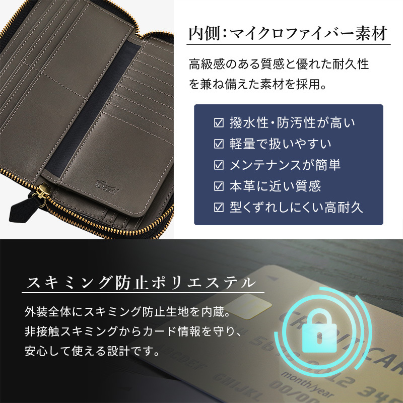 長財布 メンズ 本革 牛革 ダブルファスナー サフィアーノ レザー 大