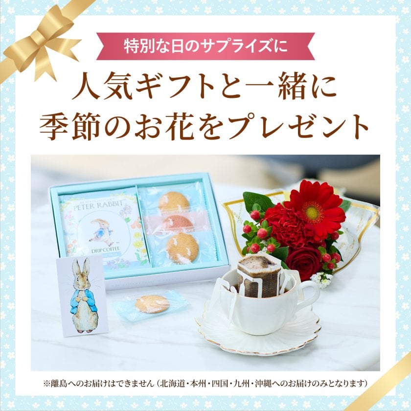 ピーターラビット コーヒー クッキー & ブーケ セット 花とお菓子 花