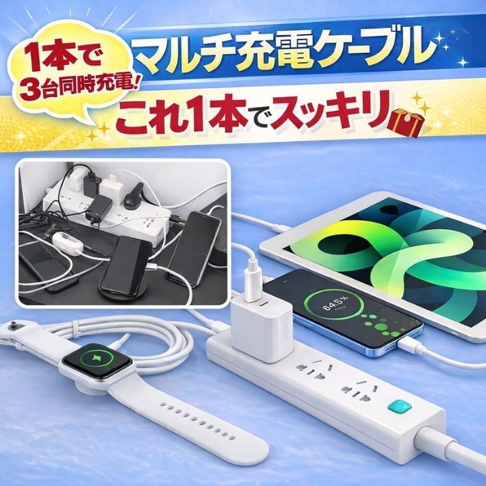 Apple Watch 充電器 3in1 磁気充電ケーブル アップルウォッチ