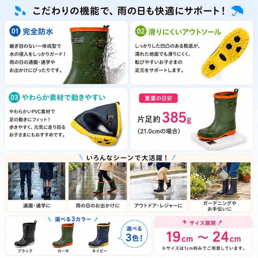 キッズ レインブーツ ジョッキーブーツ レインシューズ 長靴 完全防水