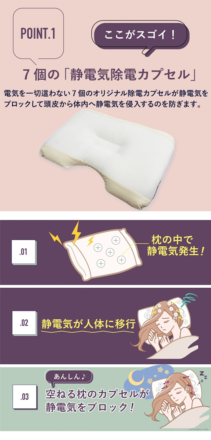 空ねる枕 静電気除去カプセル搭載 日本製 寝具 空ねる枕 静電気除去カプセル搭載 日本製