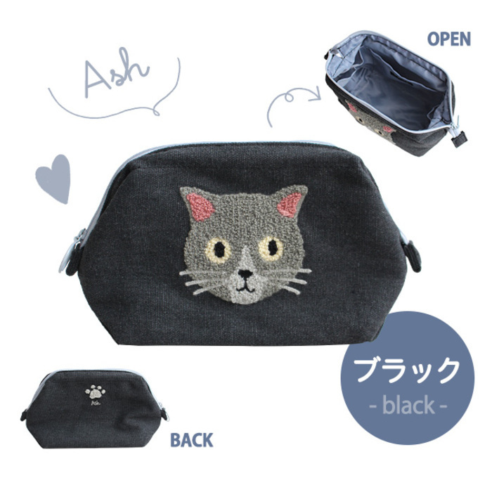 送料無料】メイクポーチ ワイヤーポーチ がま口 猫 かわいい ねこ 