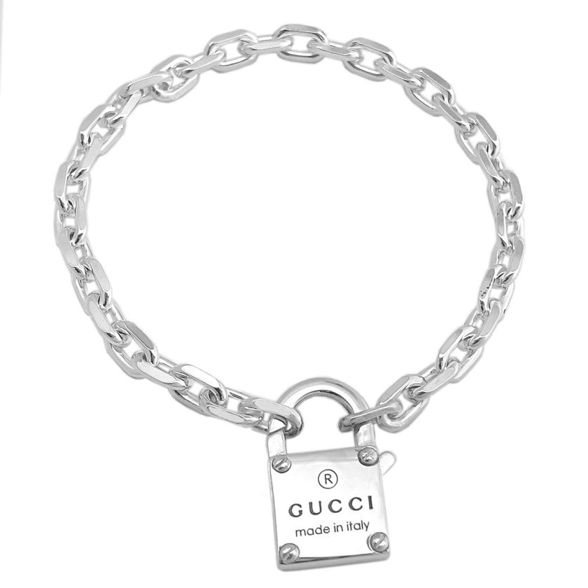 グッチ GUCCI トレードマーク パドロック付 チェーン ブレスレット