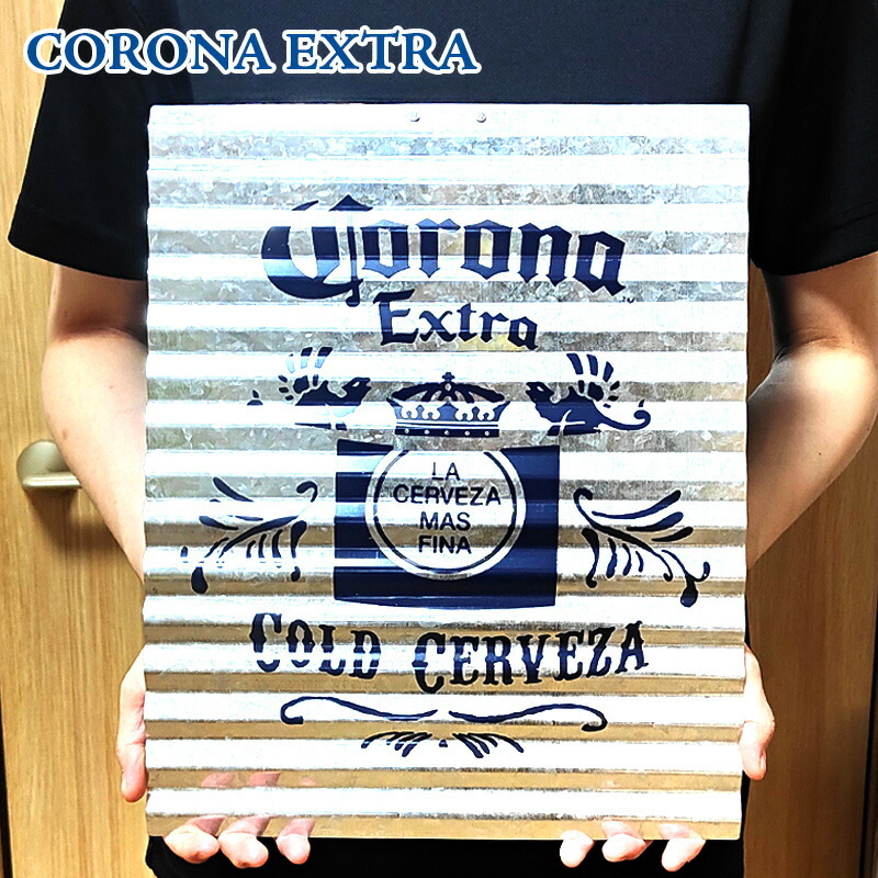 ブリキ看板 コロナ CORONA EXTRA アンティーク ロゴ ガレージ トタン板