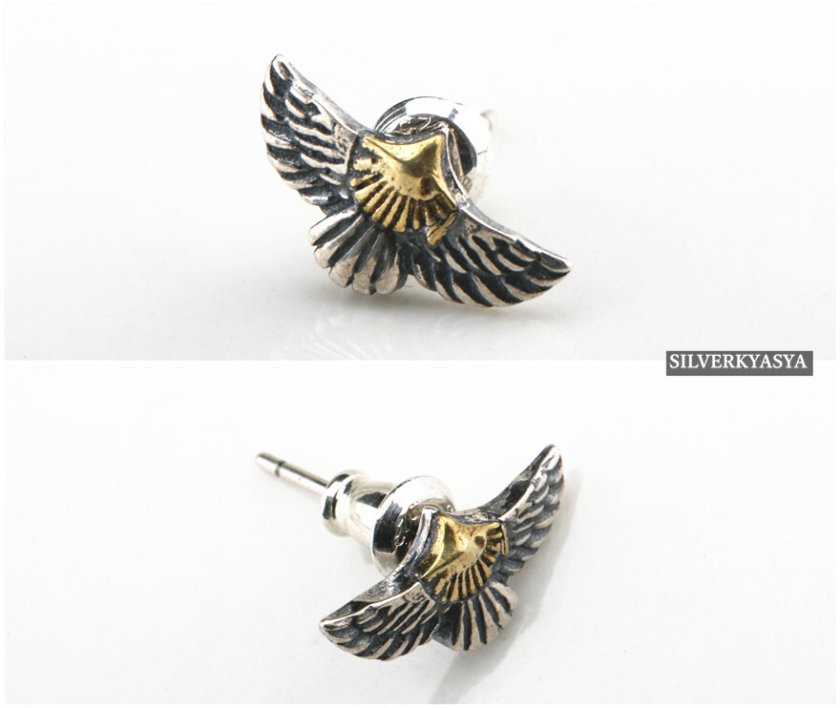 Earing (Eagle A) シルバー×ゴールドピアス (イーグル) シルバー925 イーグルピアス シンプル 銀 ネイテイブ インディアン