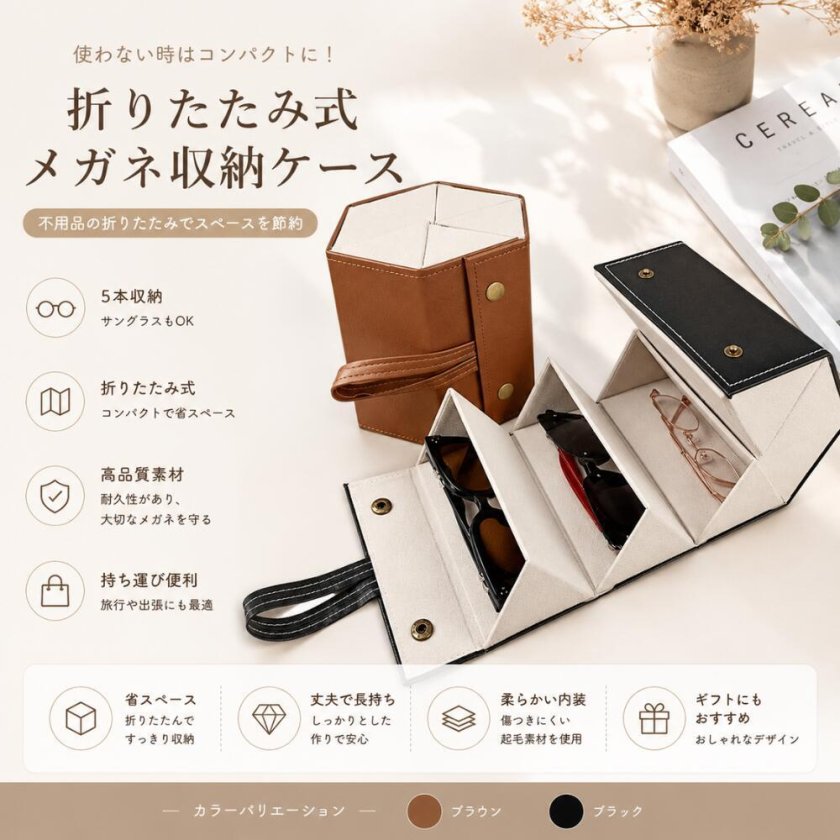眼鏡ケース 折りたたみ サングラス収納ケース 2本収納 3本収納 5本収納