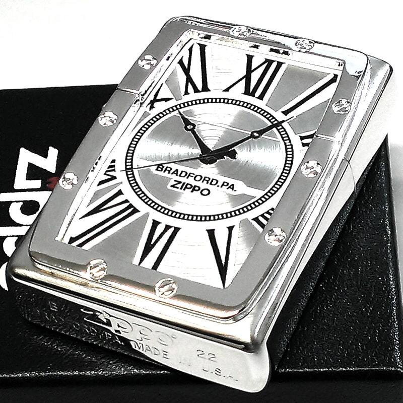ZIPPO Watch Face 時計 シルバージッポ ライター おしゃれ スピン加工 
