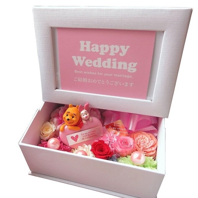 結婚祝い プーさん ピグレット 花 写真立て 花束風 フォトフレーム