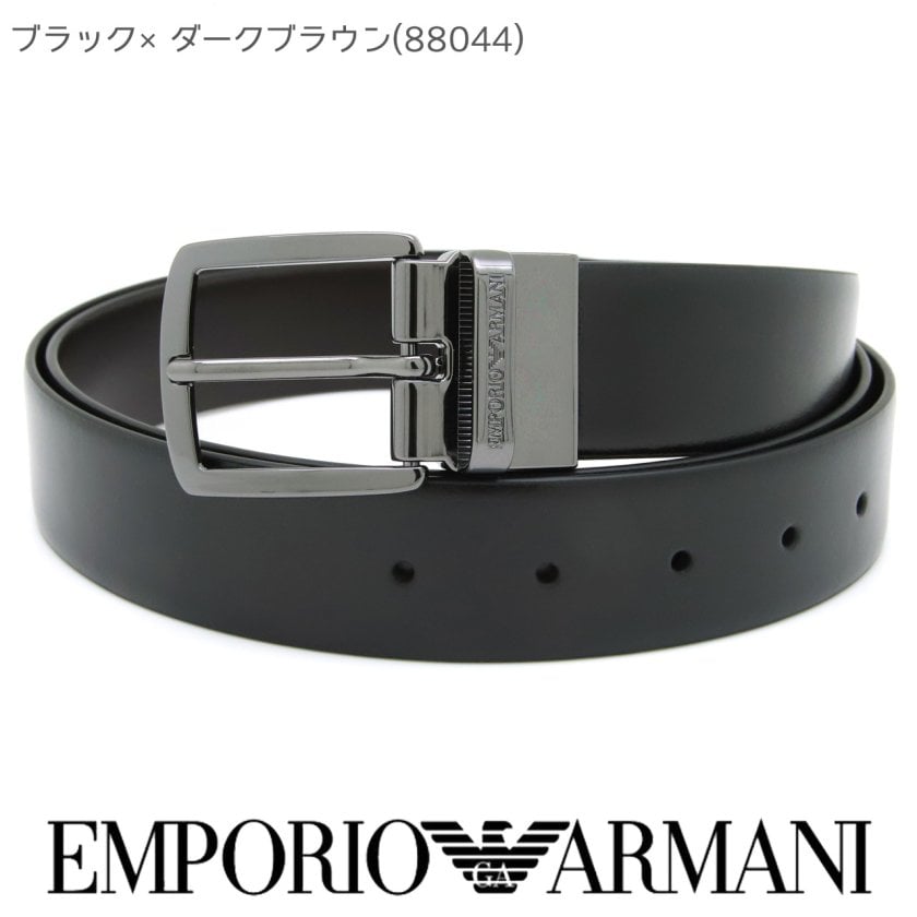 EMPORIOARMANI(エンポリオアルマーニ) ベルト美品 　レザー　黒 エンポリオアルマーニ メンズベルト リバーシブル レザー 回転式