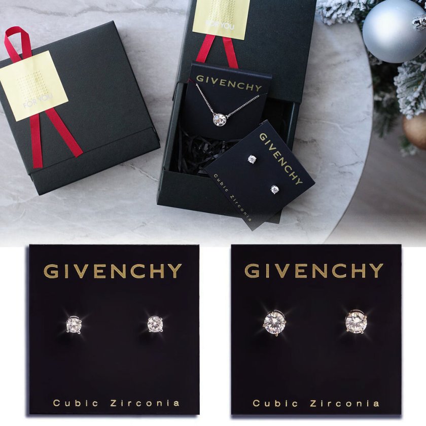 ほぼ新品　GIVENCHY ジバンシィ キュービックジルコニア ピアス 専用ボックス入り】GIVENCHY ジバンシィ キュービックジルコニア