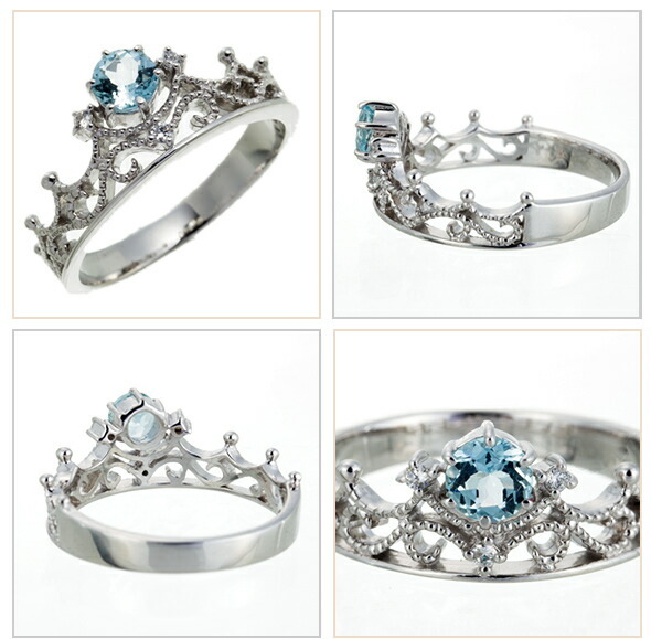 ティアラ カラーストーン ダイヤモンドリング 0.03ct 18金 k18 18k