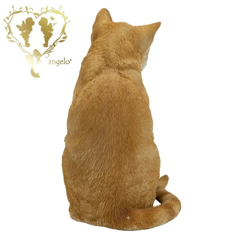 前足をなめる茶トラ猫 高さ24cm 樹脂 置物【父の日】CAT 本物そっくり
