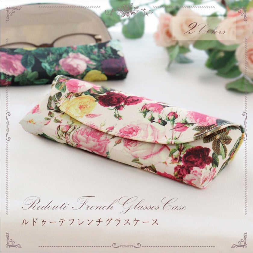 メガネケース レディース 薔薇柄 サテン ハードケース 眼鏡ケース