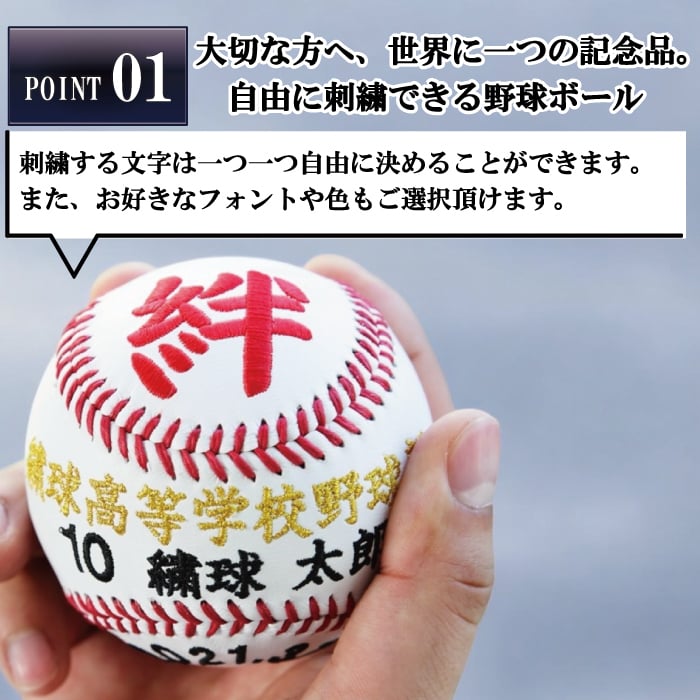 名入れ】一文字シリーズ 通常硬式野球ボールサイズ刺繍ボール クリア