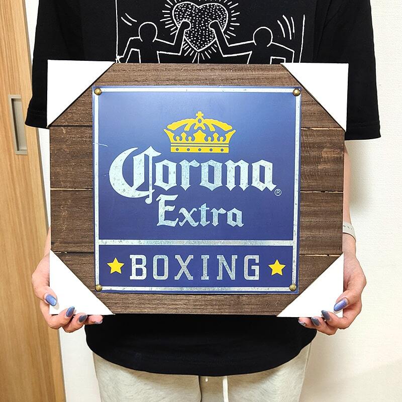 コロナ 木製看板 CORONA EXTRA Boxing Boxtop 壁飾り アンティーク