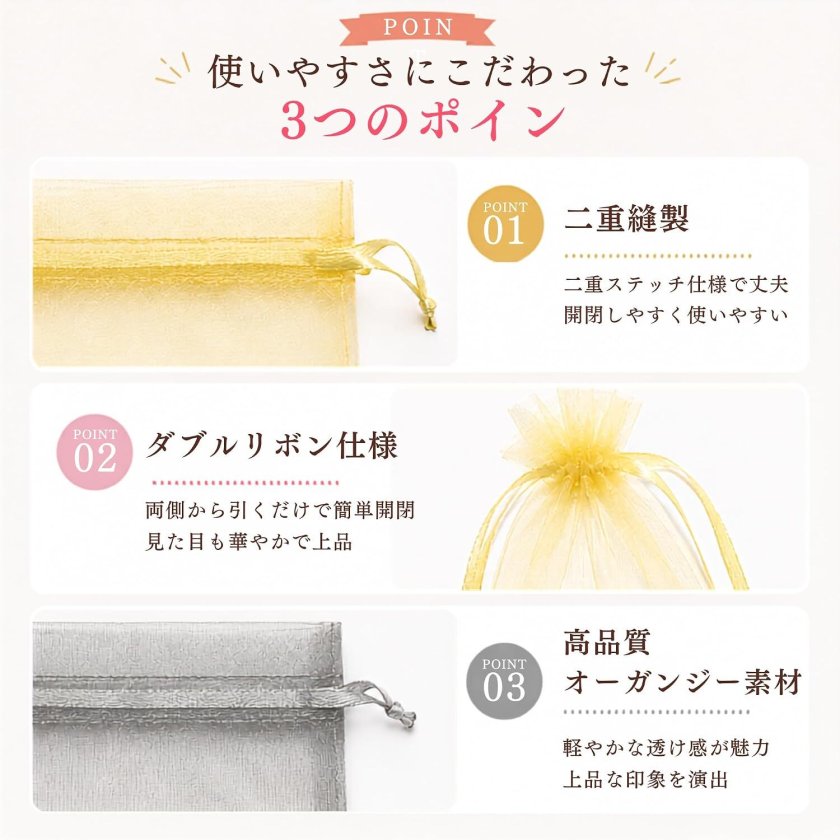 オーガンジー巾着袋 25枚セット ラッピング袋 小 プレゼント袋 可愛い
