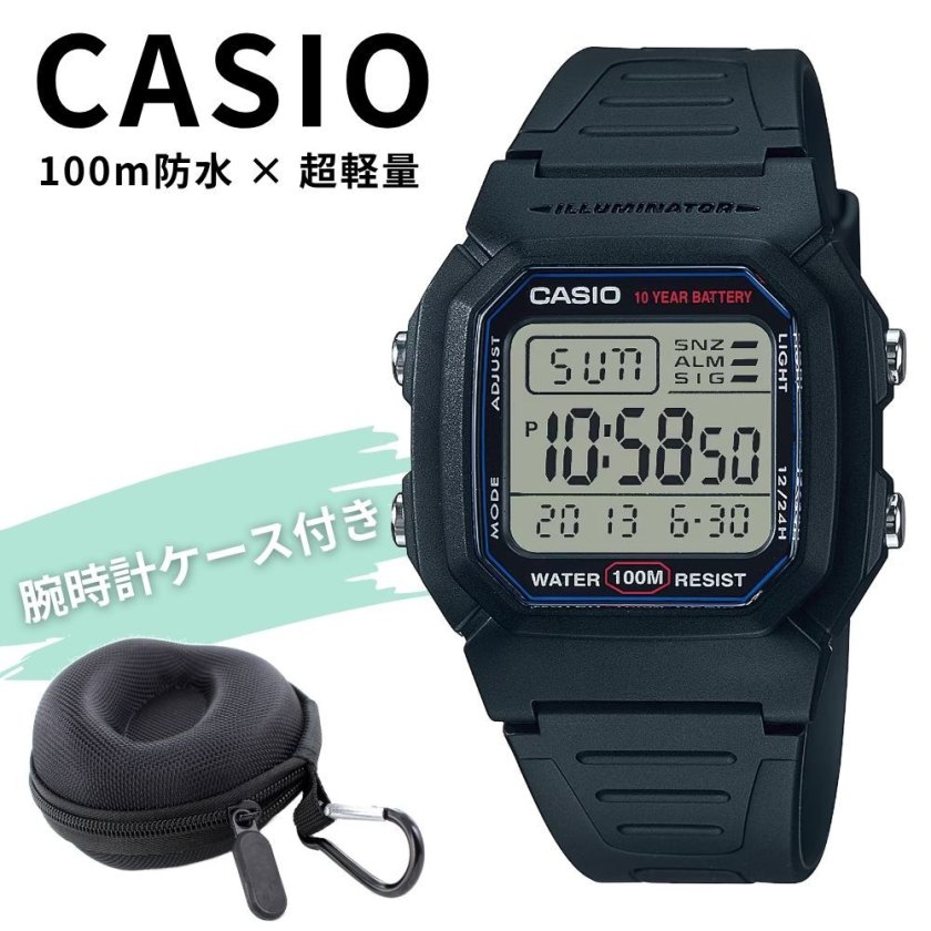 カシオ 腕時計 メンズ レディース デジタル ブラック 10年電池 防水