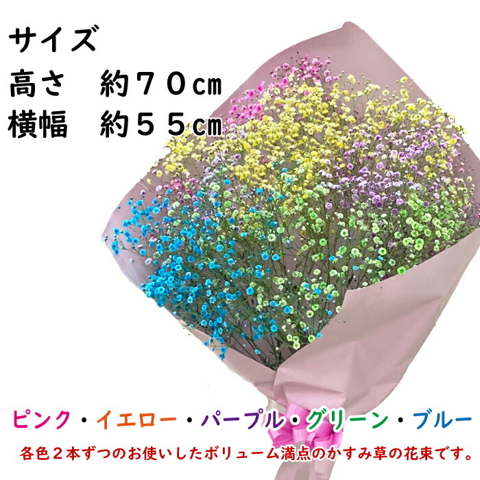 かすみ草のブーケ かすみ草 花束 カスミソウ ブーケ 2L 花束 カラフル かすみ草