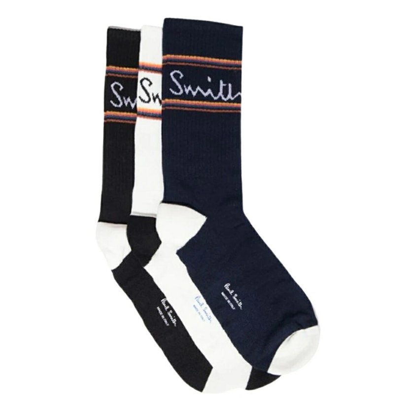 ポールスミス Paul Smith ソックス ロゴ ストライプ ライン リブ 3足組
