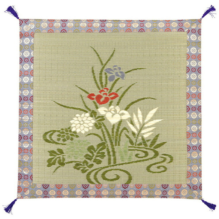 ざぶとん 御前座布団 い草 夏 国産 70×70cm 花柄 不織布の収納袋付き