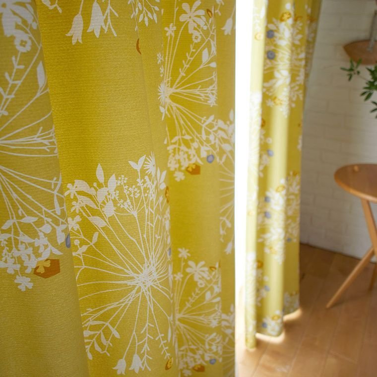カーテン 遮光 2級 幅100×丈200cm (2枚組）花柄 フラワー 植物柄 掃 