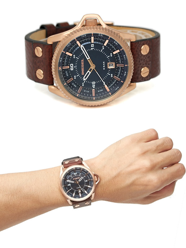 DIESEL ディーゼル デジタル腕時計 ブラウン レザーベルト dz7035 DIESEL ディーゼル 腕時計 革ベルト レザー ウォッチ メンズ 男性用