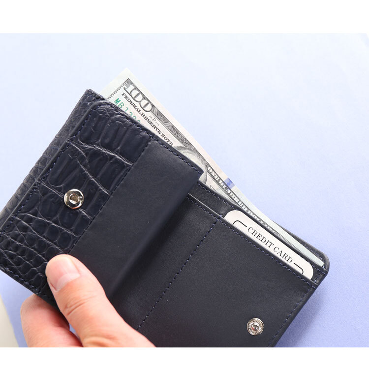 財布 メンズ ミニ財布 クロコダイル 三つ折り マット 加工 コンパクト