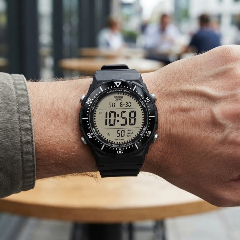 【稼働】CASIO デジタル腕時計 100M WATER RESIST カシオ 腕時計 メンズ デジタル 10年電池 100m防水 見やすい 大画面