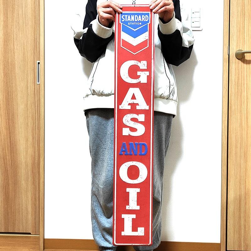 CHEVRON ブリキ看板 メタルサインプレート 大型 ガレージ GAS and OIL