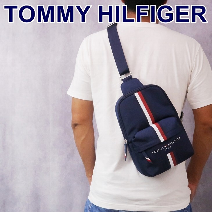 トミーヒルフィガー ショルダーバッグ 斜め掛け 無地 ロゴ メンズ 紺 ネイビー トミーヒルフィガー TOMMY HILFIGER バッグ メンズ ショルダーバッグ