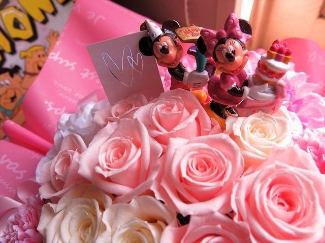 誕生日プレゼント ミッキー ミニー 花束風 ピンク ホワイト