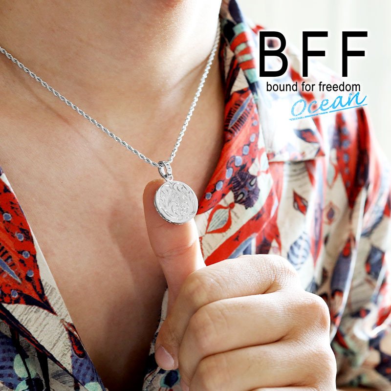 BFF ブランド コインネックレス シルバー 銀色 silver プルメリア ペア 