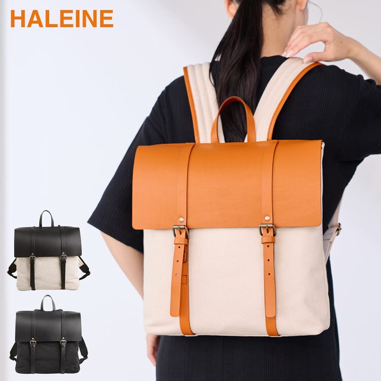 リュック レディース キャンバス ヌメ革 リュックサック HALEINE 通勤 