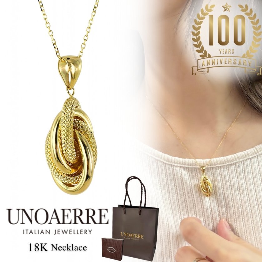 ウノアエレ UNOAERRE ペンダントトップ ラブノット　ネックレス【美品】 ウノアエレ ネックレス K18 18金 レディース ゴールド イエロー