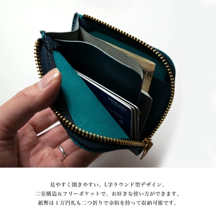 【美品】定価6万超 グラッドハンド ミニ財布 ケース リザード 本革 コードバン L字ラウンド ミニ財布 / 高級 レザー 本革 小さい財布