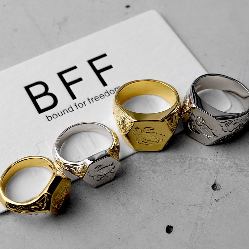 cfcl商品・ゴールド印台リング・真鍮印台リング・ジャンク品 BFF ブランド タートル 印台リング スモール 小ぶり ゴールド 18K GP