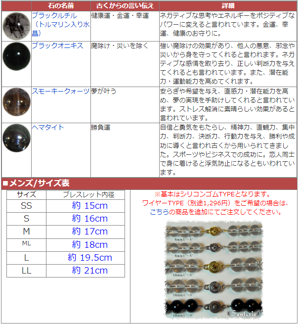 ブラックルチル（トルマリン入り水晶） ブラックオニキス スモーキー
