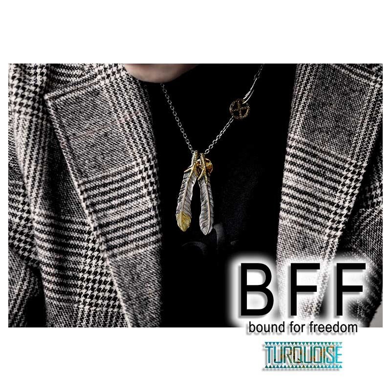BFF ブランド フェザーネックレス メンズ シルバー925 金爪 先金