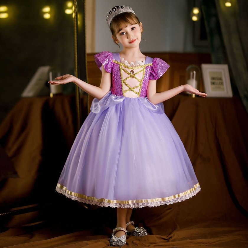 10点セット 子供 プリンセス ドレス キッズ ラプンツェル風 ワンピース