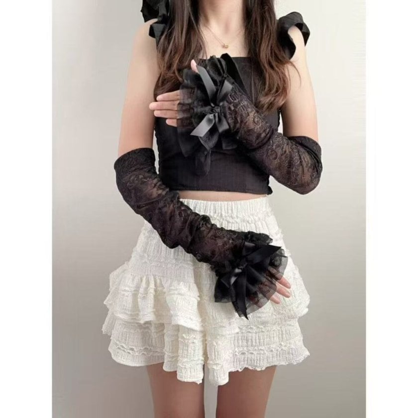 レースアームカバー 2色展開 レディース アームウォーマー レース 手袋