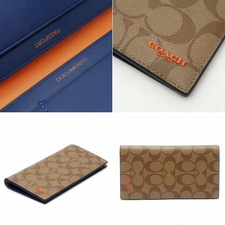 コーチ COACH メンズ パスポートケース 長財布 折り財布 シグネチャー