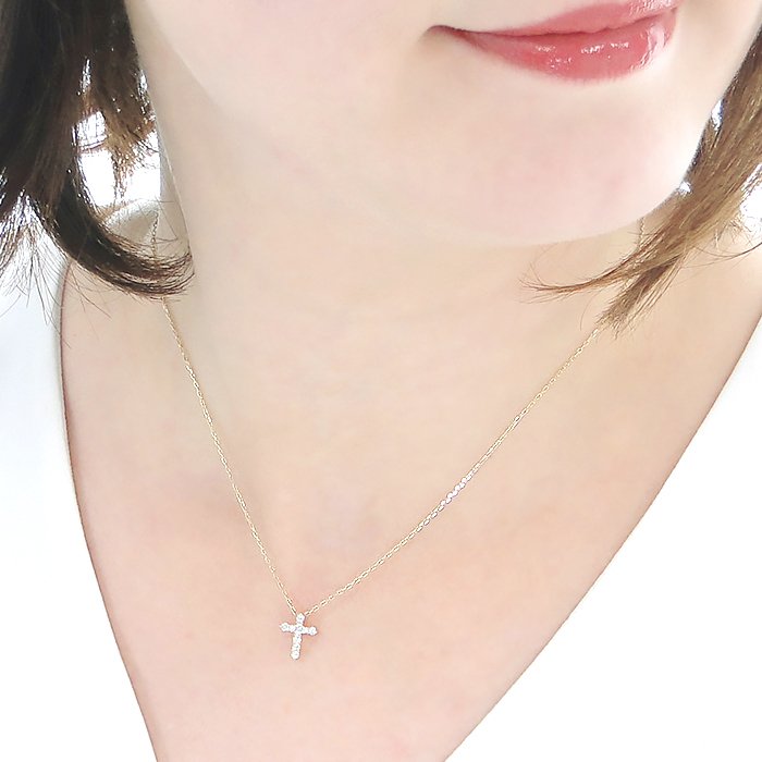 ネックレス プラチナ PT900 ダイヤモンド【0.2ct】 クロス 十字架