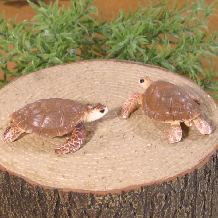 動物 置物 リアル ミニチュア ウミガメの置物 2点セット カメ 