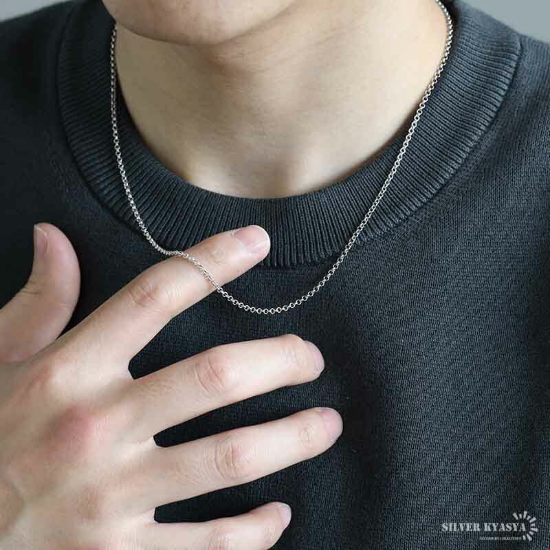 シルバー925 ロールチェーン 幅2mm ネックレスチェーン 細身 シルバー