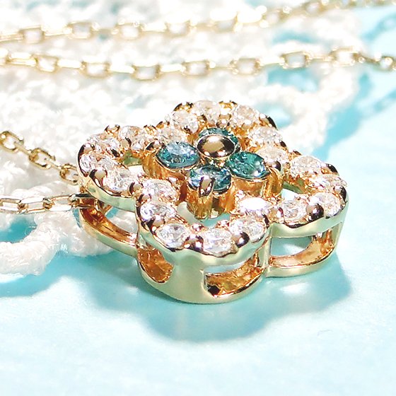ネックレス K18YG ダイヤモンド0.40ct ブルーダイヤ