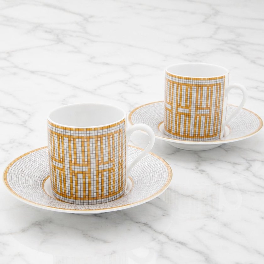 エルメス カップ＆ソーサー 2客セット HERMES コーヒーカップ モザイク 