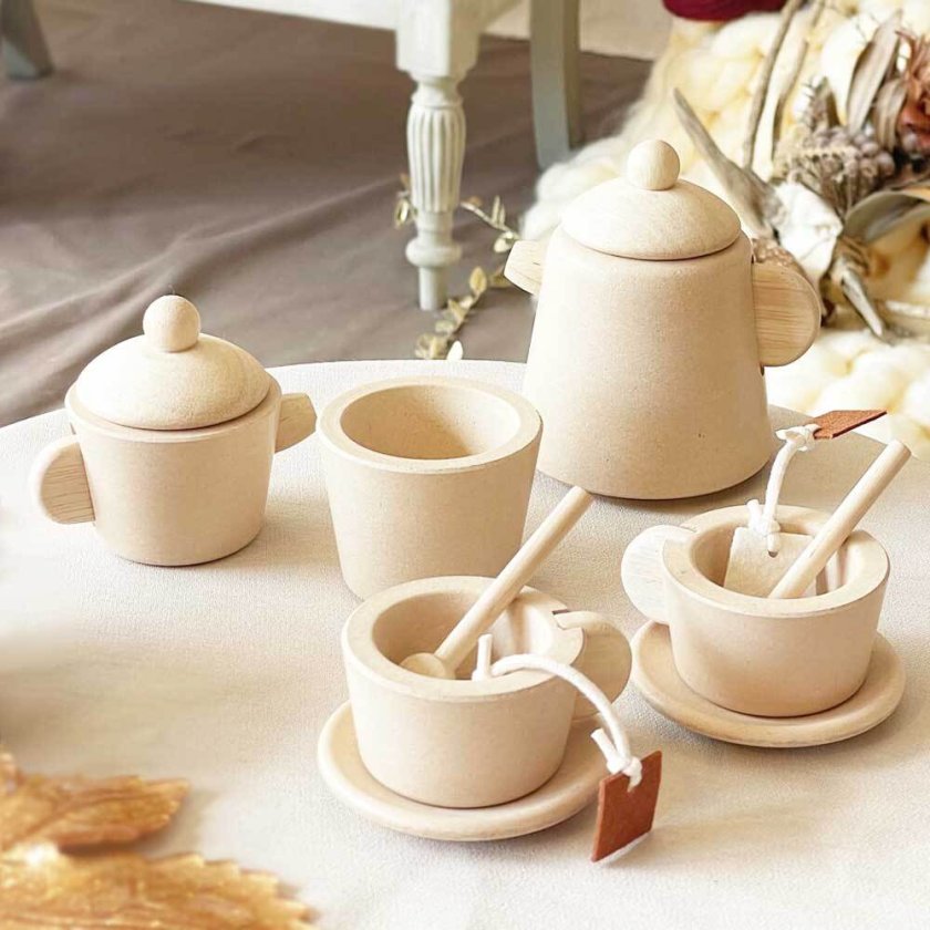 【精巧ミニチュアセット】13cm紅酸枝 实木 木工芸品 ギフト ティーセット置物 ままごと ティーセット | 誕生日プレゼント 2歳 3歳 4歳 女の子 男の子