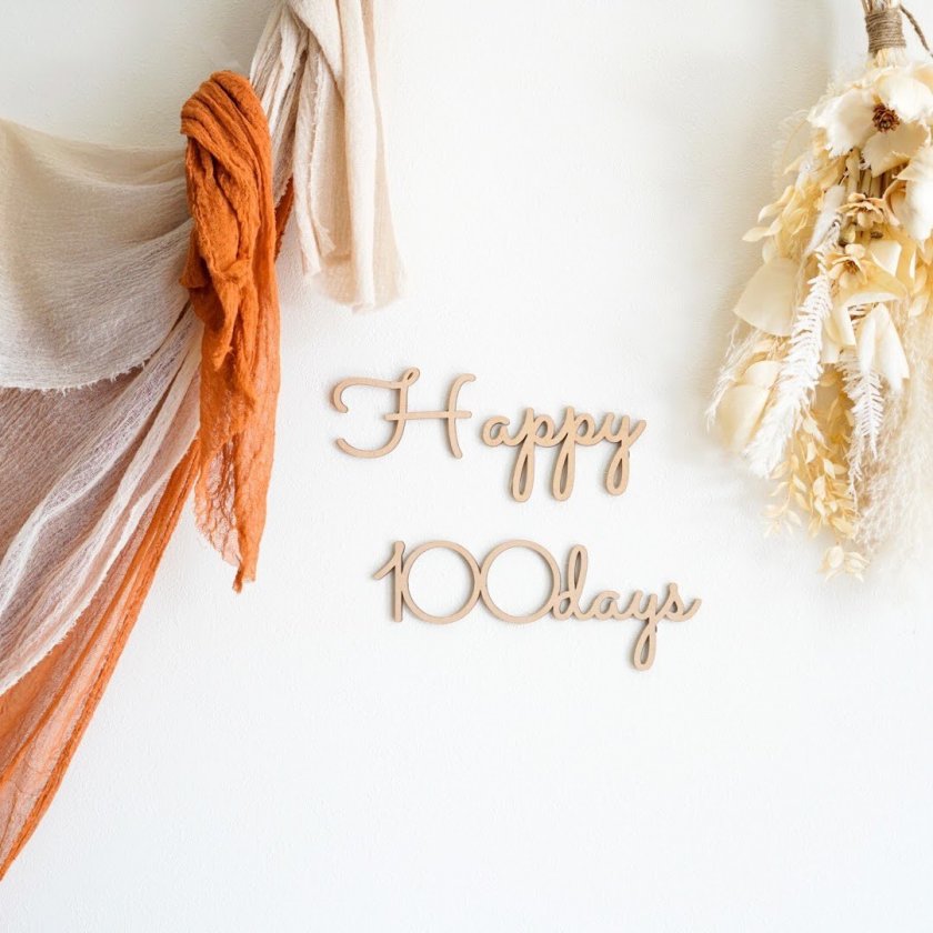 送料無料】木製 レター バナー〈Happy 100days〉お食い初め 100日 祝い