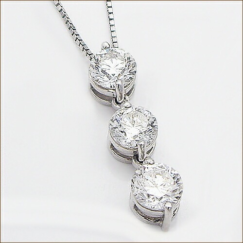 鑑別書付】pt900【1.50ct】スリーストーン ダイヤモンドネックレス 